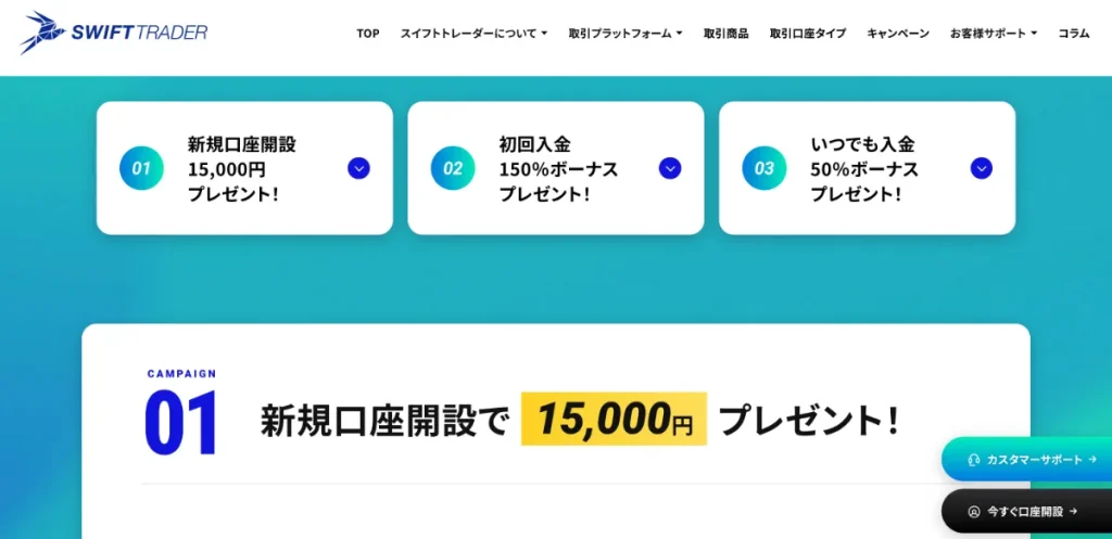 海外FXの口座開設ボーナスおすすめランキング7位はSwiftTrader