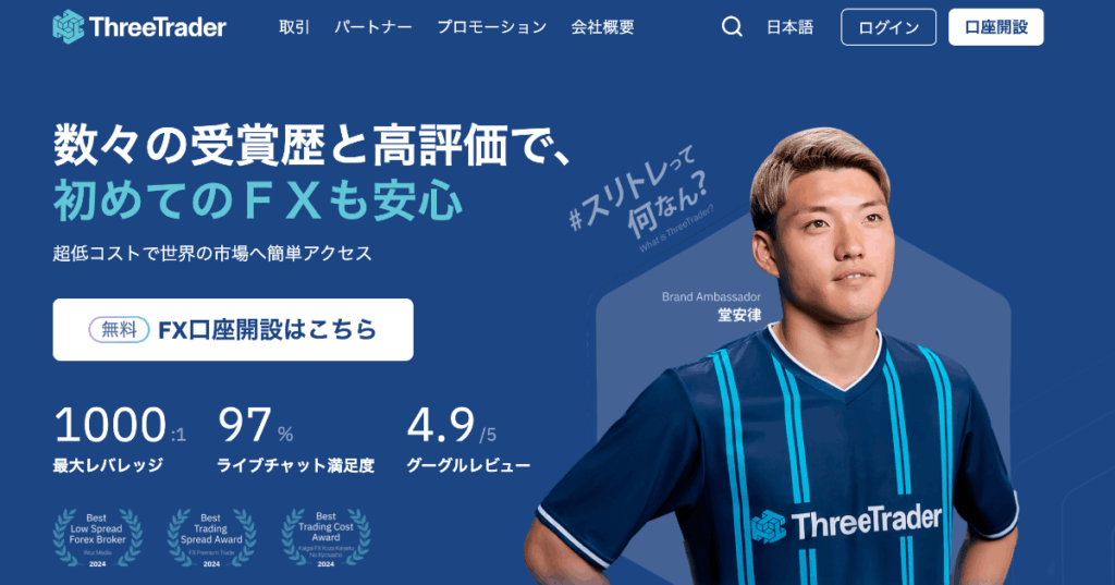 スプレッドが狭い海外FX業者おすすめランキング7位はThreeTrader