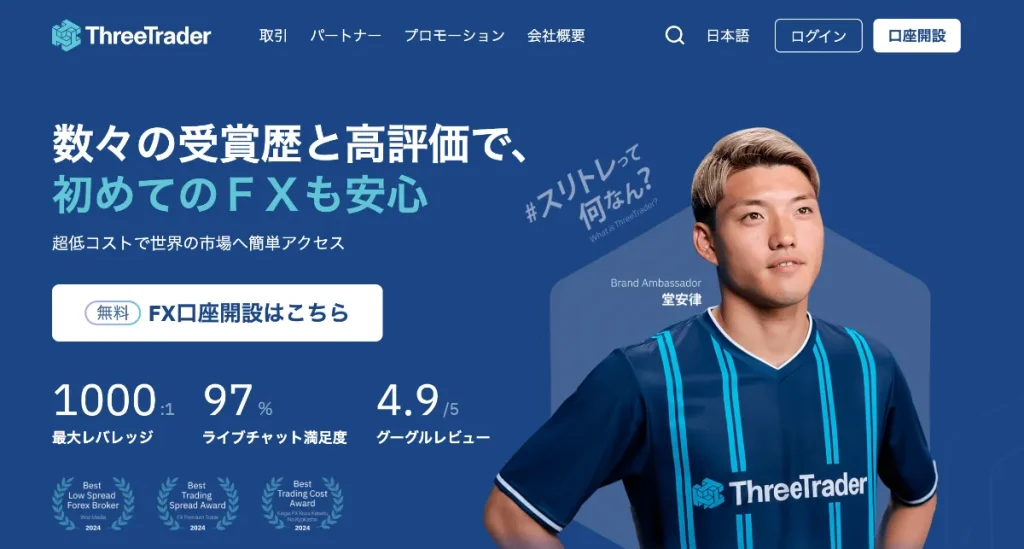 海外FX業者の入金ボーナスおすすめランキング19位はThreeTrader