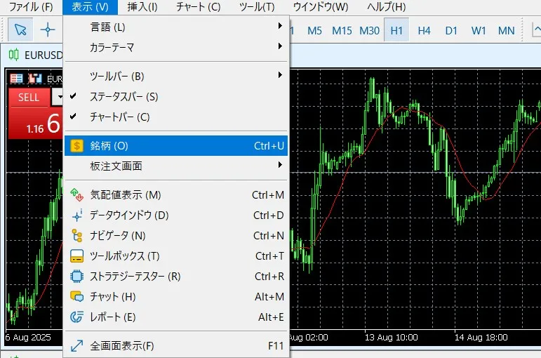 通貨ペアの追加・削除・並び替え1