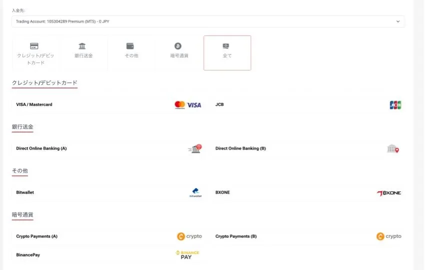 HFMへの入金方法を選択する