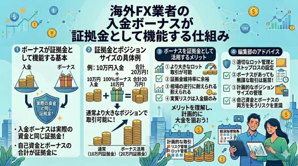 海外FX業者の入金ボーナスが証拠金として機能する仕組み