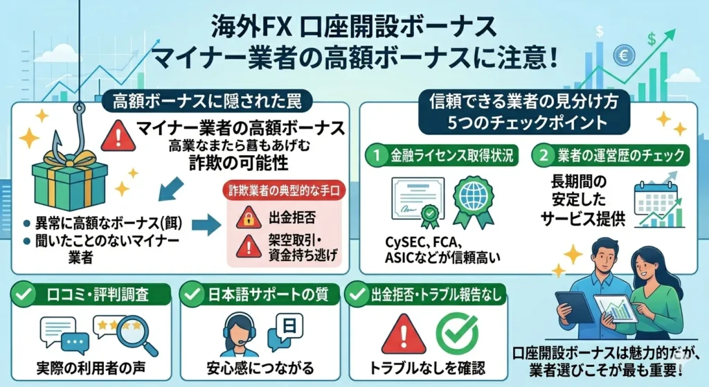 マイナーな海外FX業者の高額な口座開設ボーナスに注意する