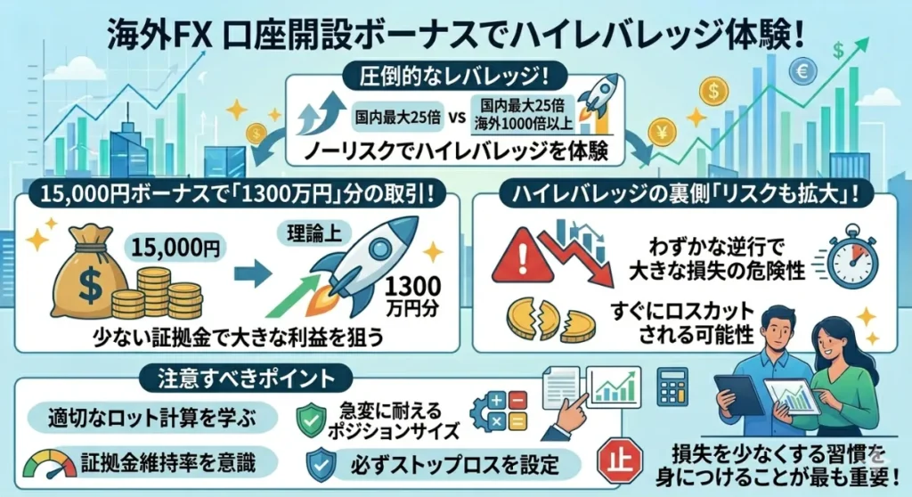 海外FXの口座開設ボーナスでレバレッジ取引を試してみる