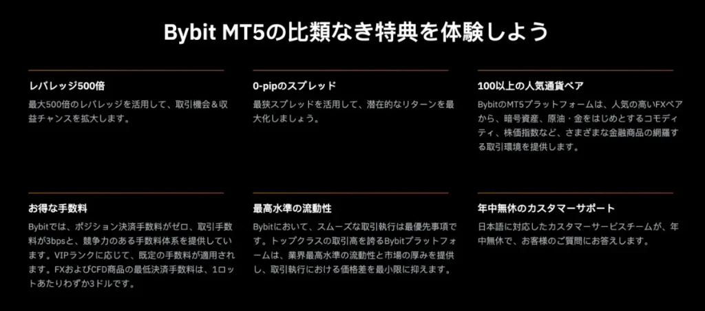 BybitのMT5の特徴・メリット