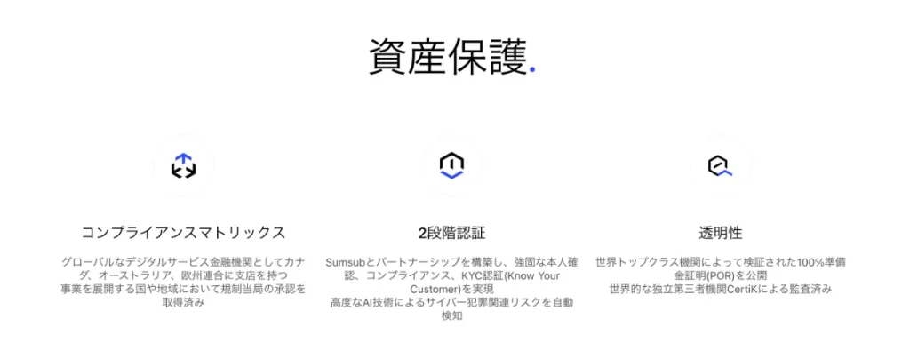 BingXの良い評判や口コミ・メリットとして高いセキュリティと資産保護体制